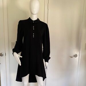 Black Long Sleeve Dress with Button Detail